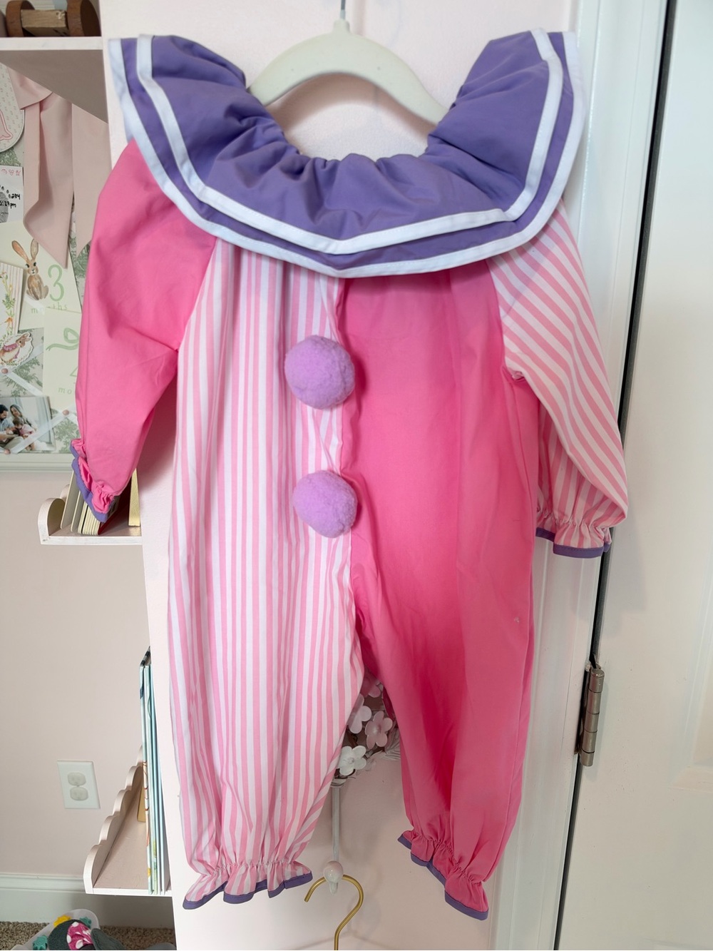 The Beaufort Bonnet Company Pink & Lavender Clown Footie Halloween Costume